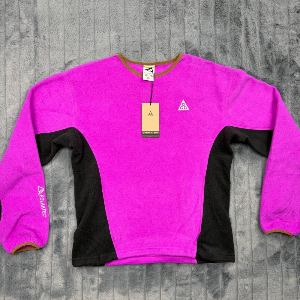 Nike ACG Polartec Wolf Tree Crewneck Fleece Fuchsia HV1117-551 Mens XS